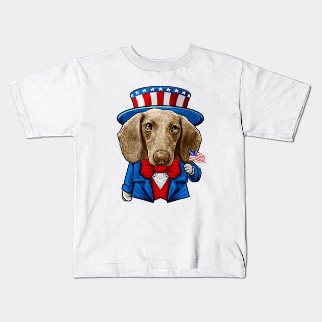 Fourth of July Dachshund Kids T-Shirt by whyitsme